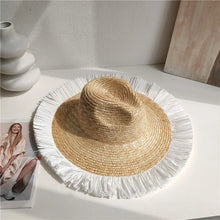 Load image into Gallery viewer, Summer straw hat black edging
