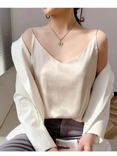 Load image into Gallery viewer, 100 silk real  slim v-neck  camisole
