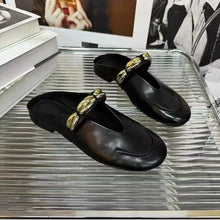 Load image into Gallery viewer, Metal Buckle Fish Mouth Slippers
