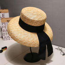Load image into Gallery viewer, Summer straw hat black edging
