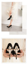 Load image into Gallery viewer, Metal Flower High Heels  Luxury Sexy Pointed Women&#39;s Shoes
