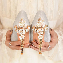 Load image into Gallery viewer, Metal Flower High Heels  Luxury Sexy Pointed Women&#39;s Shoes
