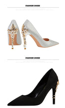 Load image into Gallery viewer, Metal Flower High Heels  Luxury Sexy Pointed Women&#39;s Shoes
