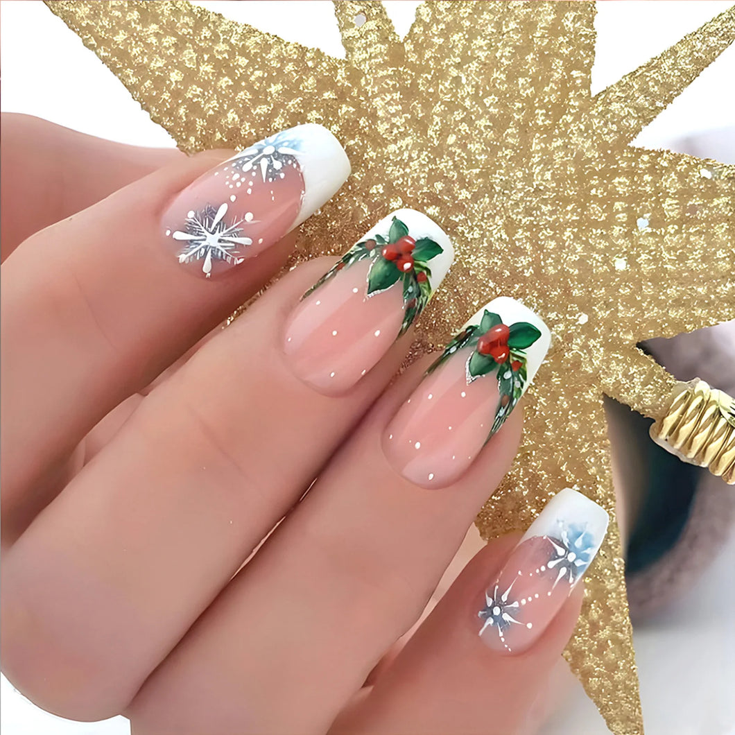 24pcs Glitter Pink Sequins  Halloween  Press on Nails