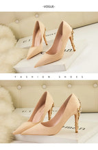 Load image into Gallery viewer, Metal Flower High Heels  Luxury Sexy Pointed Women&#39;s Shoes
