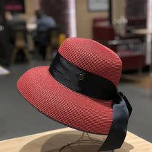 Load image into Gallery viewer, French Retro Straw Sun Hat with Bow
