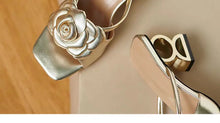 Load image into Gallery viewer, Camellia slippers soft leather new line flower sandals o
