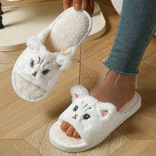 Load image into Gallery viewer, Cute Cat Plush Flip Flops Indoor House Slippers
