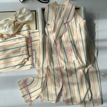 Load image into Gallery viewer, Contrast-Striped Ice-Silk Pyjamas
