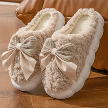 Load image into Gallery viewer, Pink Bowtie Furry Fur Slippers
