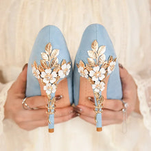 Load image into Gallery viewer, Metal Flower High Heels  Luxury Sexy Pointed Women&#39;s Shoes
