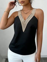 Load image into Gallery viewer, V Neck Sleeveless Lace Trim Satin Loose Fit Tops
