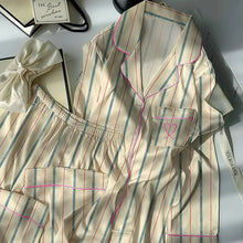 Load image into Gallery viewer, Contrast-Striped Ice-Silk Pyjamas
