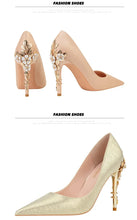 Load image into Gallery viewer, Metal Flower High Heels  Luxury Sexy Pointed Women&#39;s Shoes
