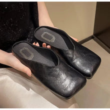 Load image into Gallery viewer, Flat Big Size Loafers Square Toe Slides Mules Slippers
