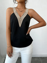 Load image into Gallery viewer, V Neck Sleeveless Lace Trim Satin Loose Fit Tops
