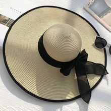 Load image into Gallery viewer, Bow Beach  Oversize Straw Hat
