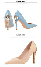 Load image into Gallery viewer, Metal Flower High Heels  Luxury Sexy Pointed Women&#39;s Shoes
