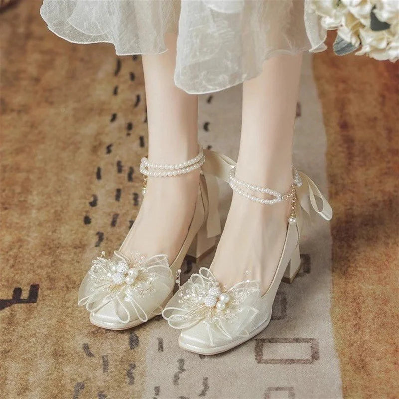 pearl versatile square-toe pumps for women