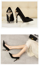 Load image into Gallery viewer, Metal Flower High Heels  Luxury Sexy Pointed Women&#39;s Shoes
