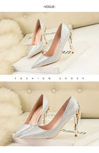 Load image into Gallery viewer, Metal Flower High Heels  Luxury Sexy Pointed Women&#39;s Shoes
