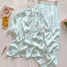 Load image into Gallery viewer, Bear Print Pajamas  Cool Ice Silk Short Sleeve

