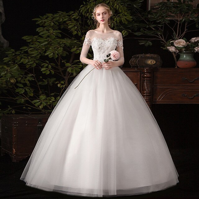 Simple Floral Bridal Dress For Wedding